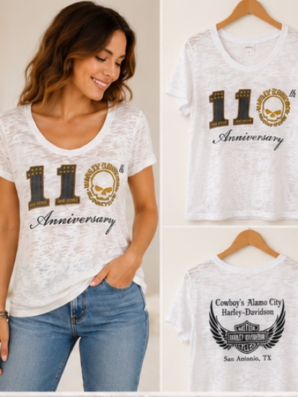 Harley-Davidson anniversary Black Label Tee with gold and White Logo